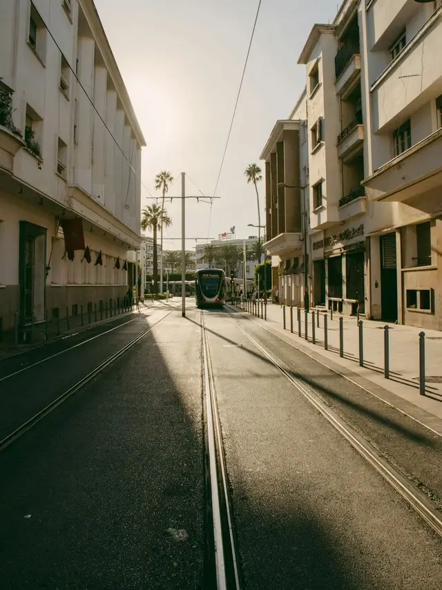 The tram on an avenue in Rabat